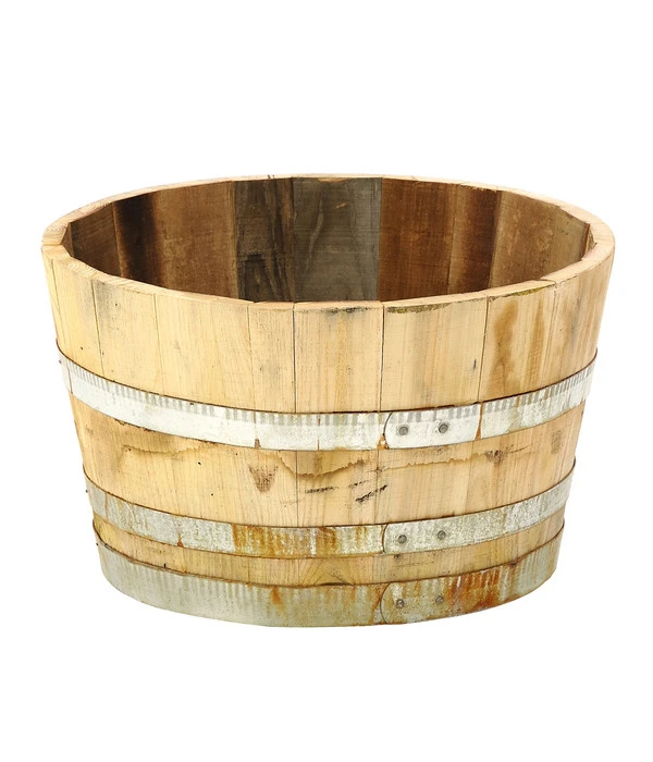 Holz-Weinfasskübel, Rund, Braun 3 Holz-Weinfasskübel, Rund, Braun