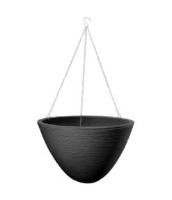 Kunststoff-Hängeampel San Diego, Rund, Dunkelgrau, Ca. Ø33/H25 Cm