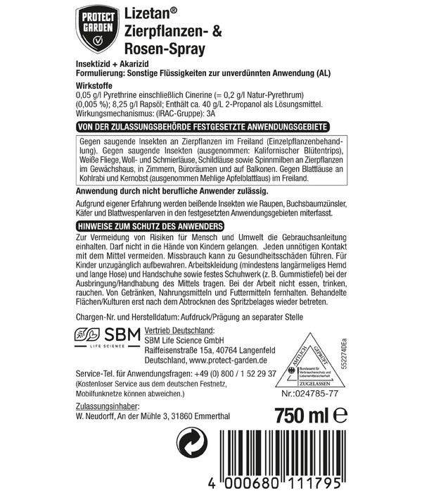 PROTECT GARDEN Lizetan® Zierpflanzen-& Rosen-Spray, 750 Ml 4 PROTECT GARDEN Lizetan® Zierpflanzen-& Rosen-Spray, 750 Ml – Bild 2