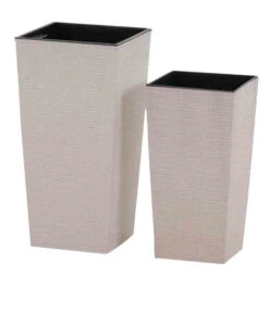 Siena Garden Kunststoff-Topf-Set ECO Nizza, Konisch, Weiß, Ca. B25/H46,5/T25 & B30/H57/T30 Cm, 2-teilig