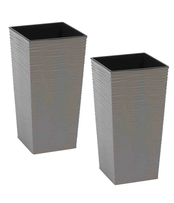 Siena Garden Kunststoff-Topf ECO Nizza, Konisch, Grau, Ca. B25/H46,5/T25 Cm, 2er-Set 3 Siena Garden Kunststoff-Topf ECO Nizza, Konisch, Grau, Ca. B25/H46,5/T25 Cm, 2er-Set