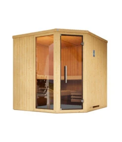 Weka Ecksauna Varberg Mit Glastür Und Fenster Inkl. Ofen, Ca. B194/H199/T194 Cm